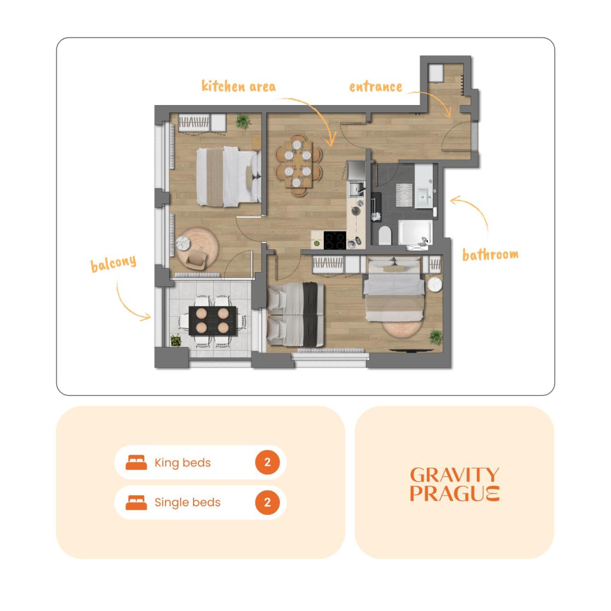 Апартаменты Bright 2Br - 8Th Floor, Balcony, Free Parking - By Gravity Прага Экстерьер фото